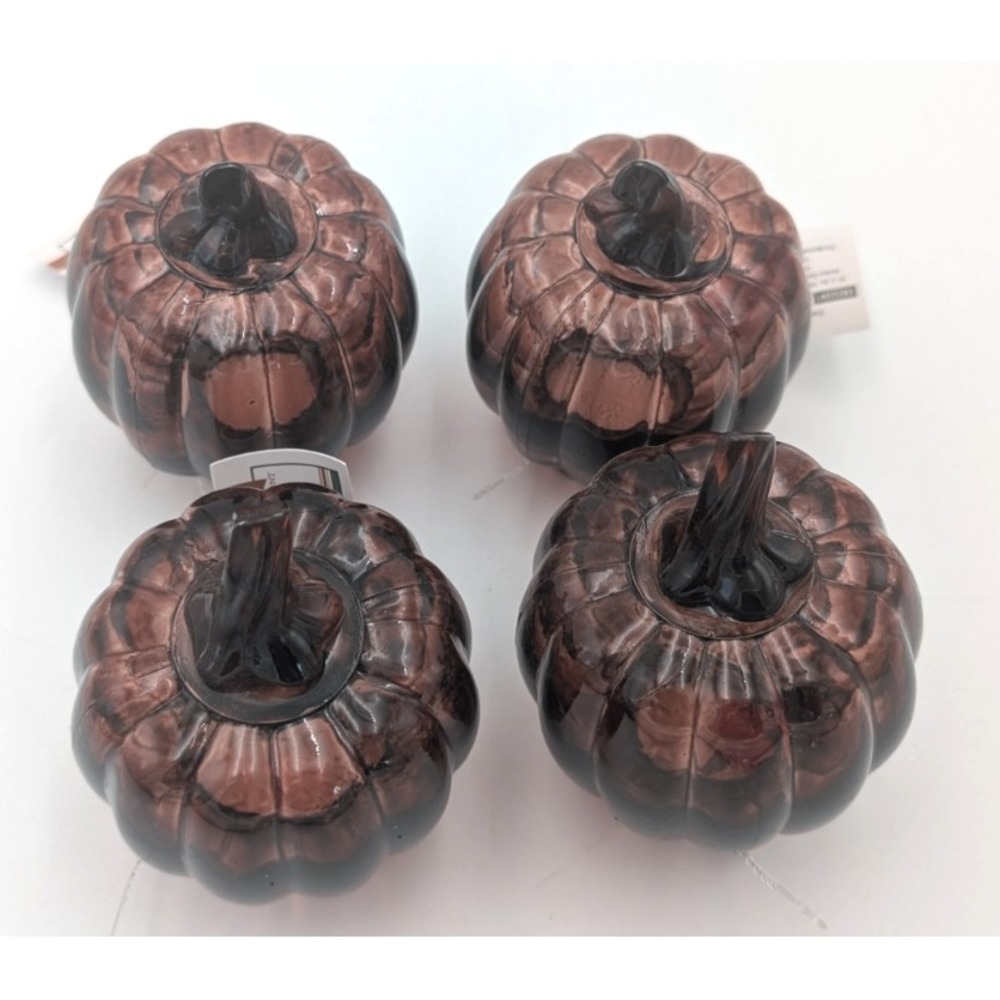 4 Target Bullseye Playground GLASS PUMPKINS Autumn Halloween Fall Thanksgiving
